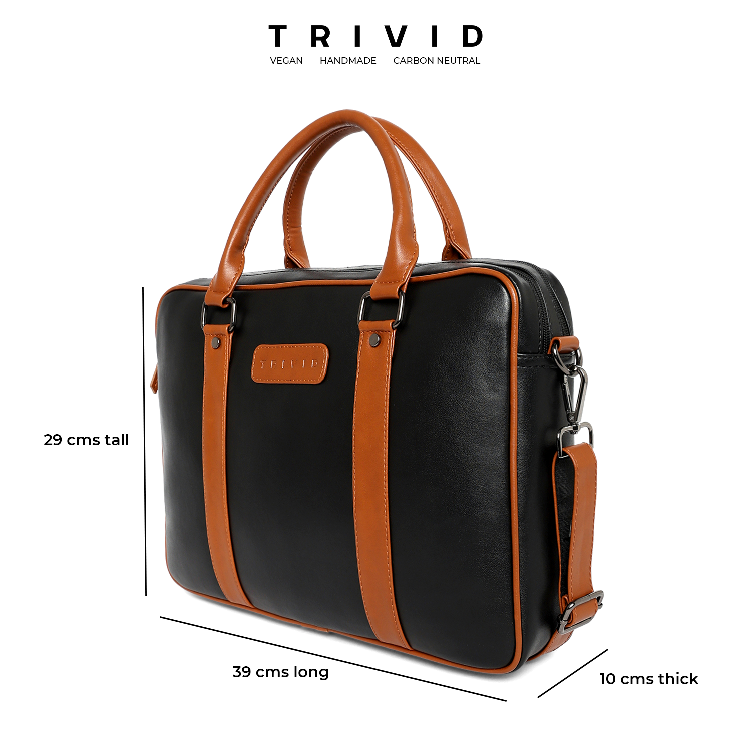Black and Tan TRIVID ESSENTIAL TWO-SECTION LAPTOP BAG